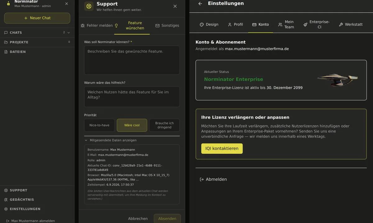 Support-Dialog: support_daten
